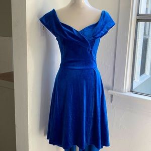 NWT Blue Velvet Off the Shoulder Dress